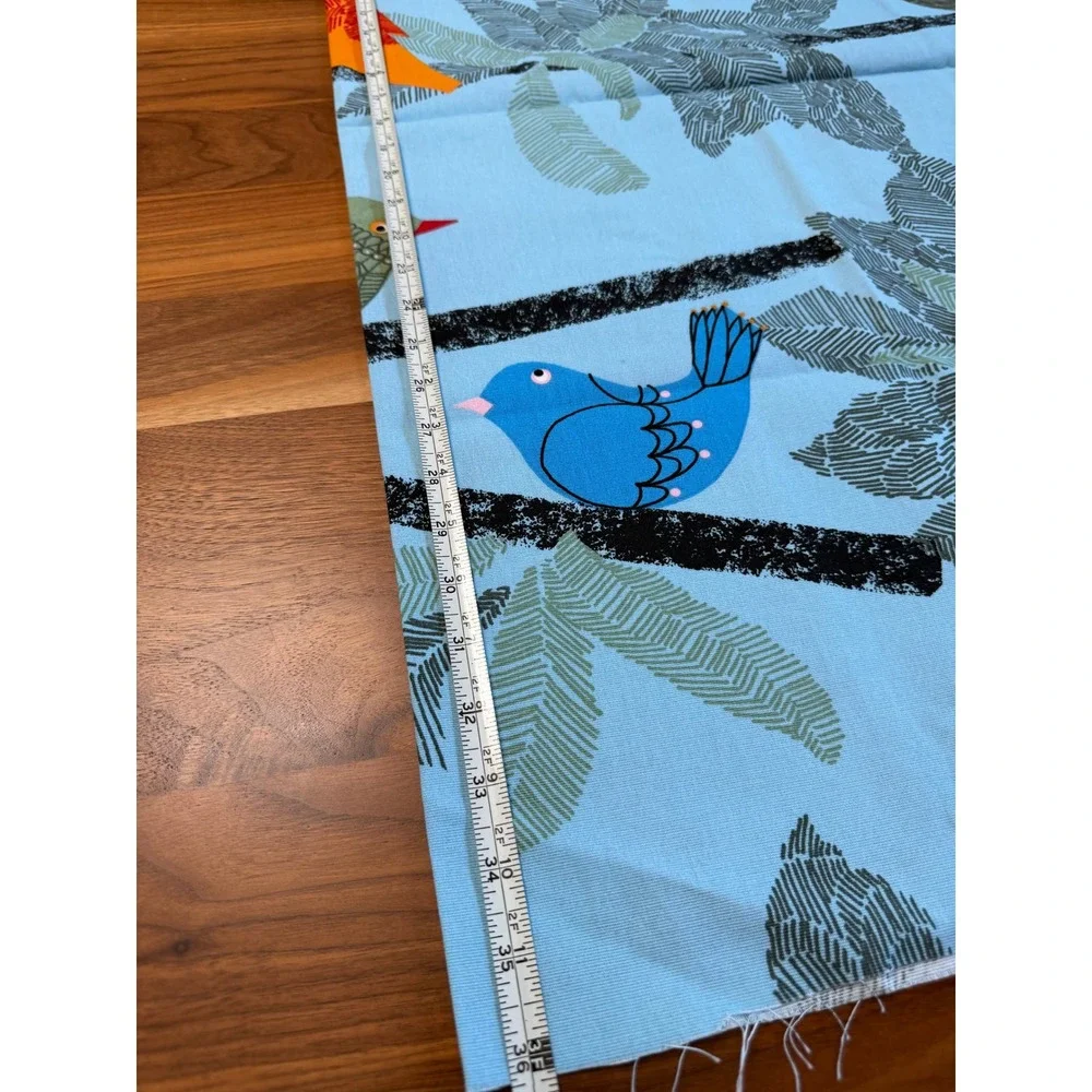 IKEA Malin Akerblom Bird Fabric 36x57 Blue Scandi Parrots Home Decor Sew